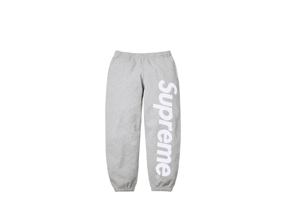 Supreme Satin Appliqué Sweatpant — Heather Grey