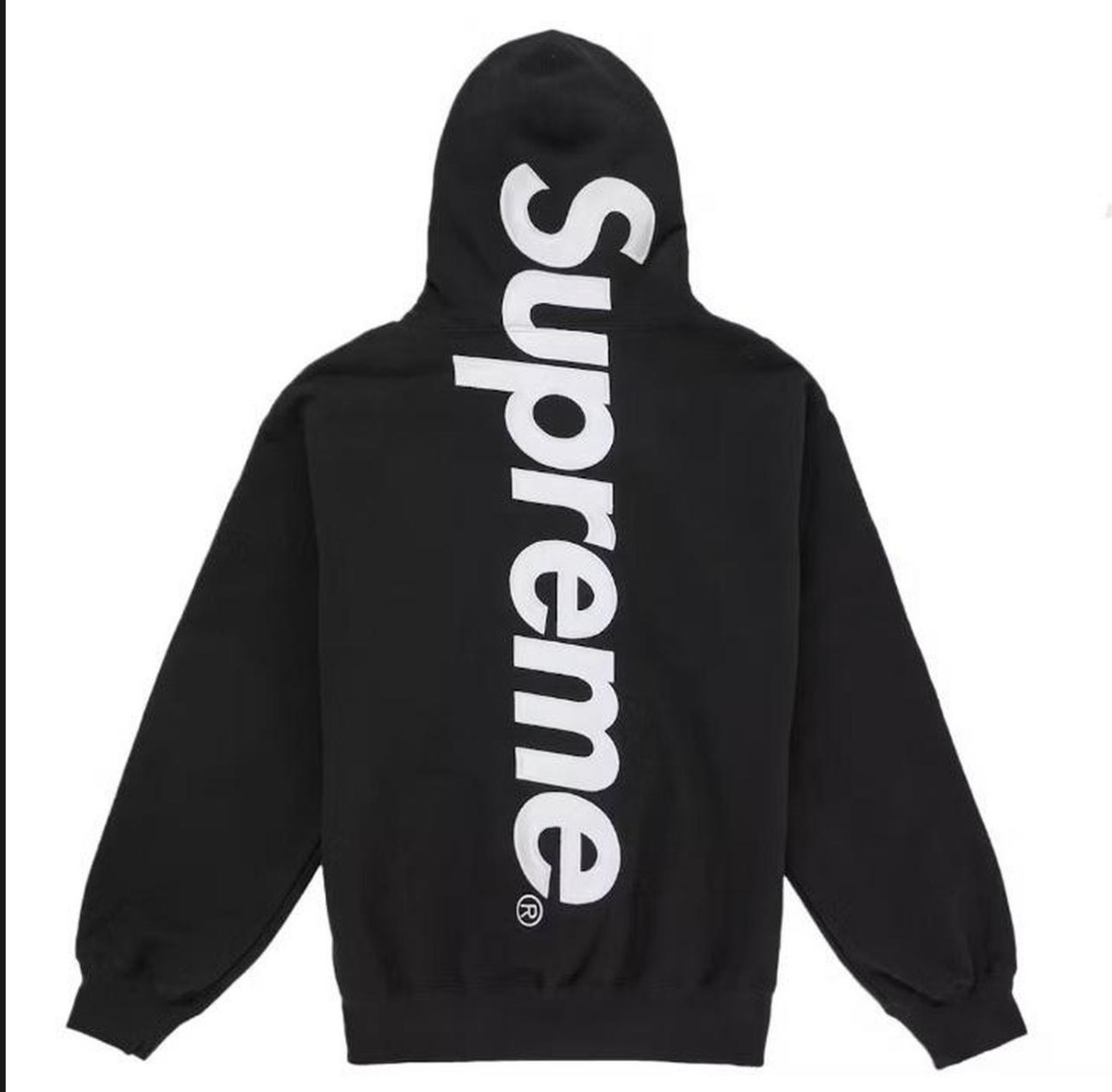 Supreme Satin Appliqué Hooded Sweatshirt — Black