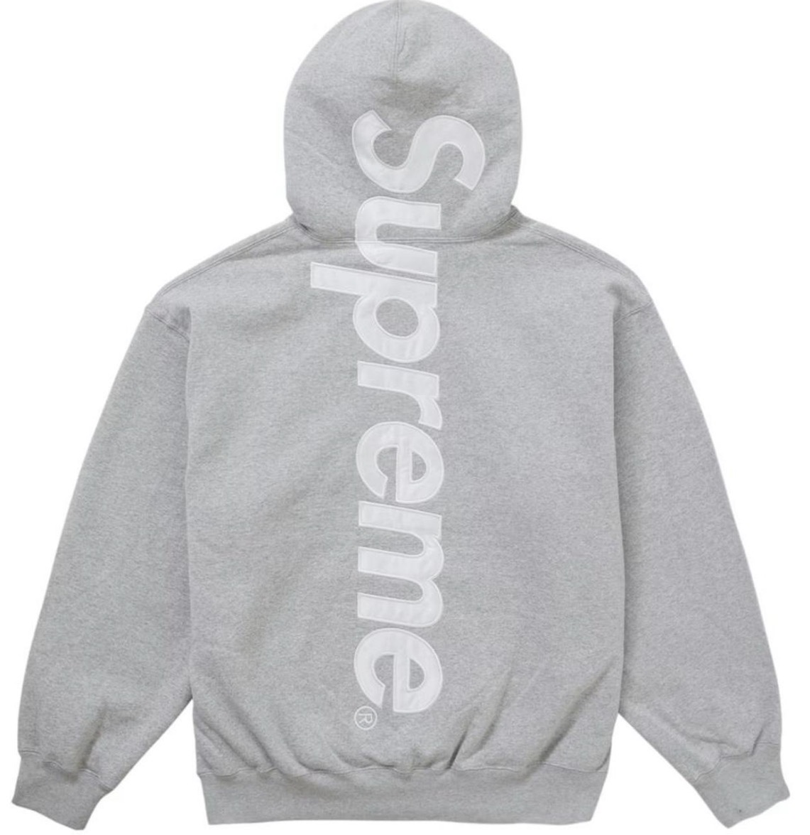 Supreme Satin Appliqué Hooded Sweatshirt — Heather Grey